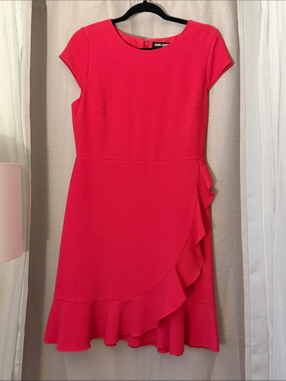Karl Lagerfeld Hot Pink Ruffle Sheath Dress